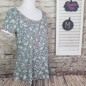 Pastel Floral Cotton Blend Ringer Tee - LuLaRoe Classic Tee